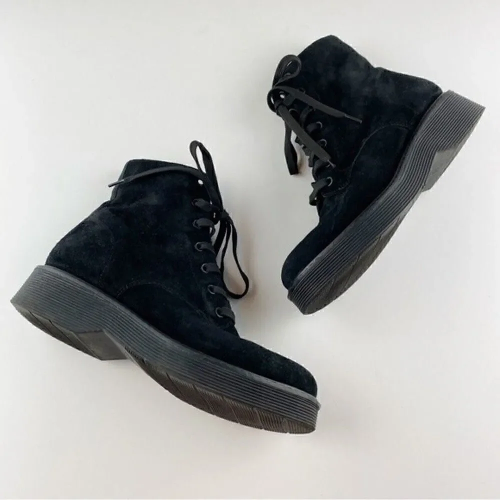 Vince Monastir Platform Lace Up Combat Boots Black Suede Size 7